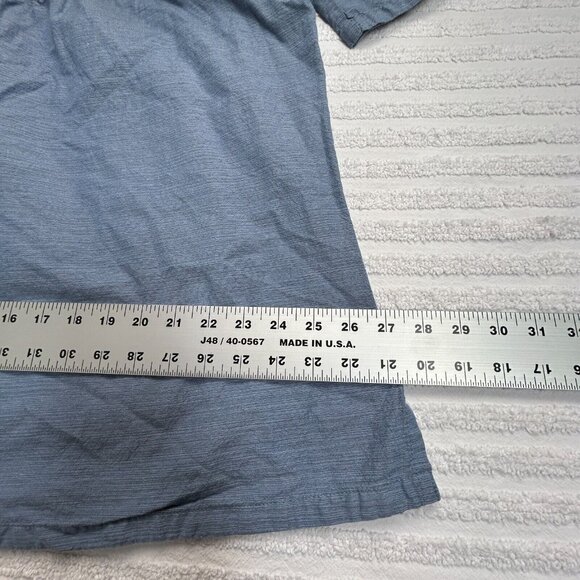 The Vermont Country Women Top 1X Plus Blue Floral Chambray Short Sleeve Blouse - Picture 9 of 9